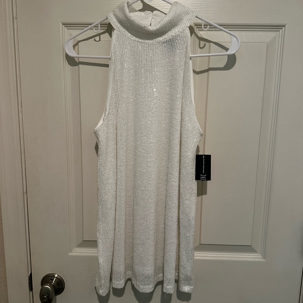 INC White Sequin Tank - Size Medium - NWT